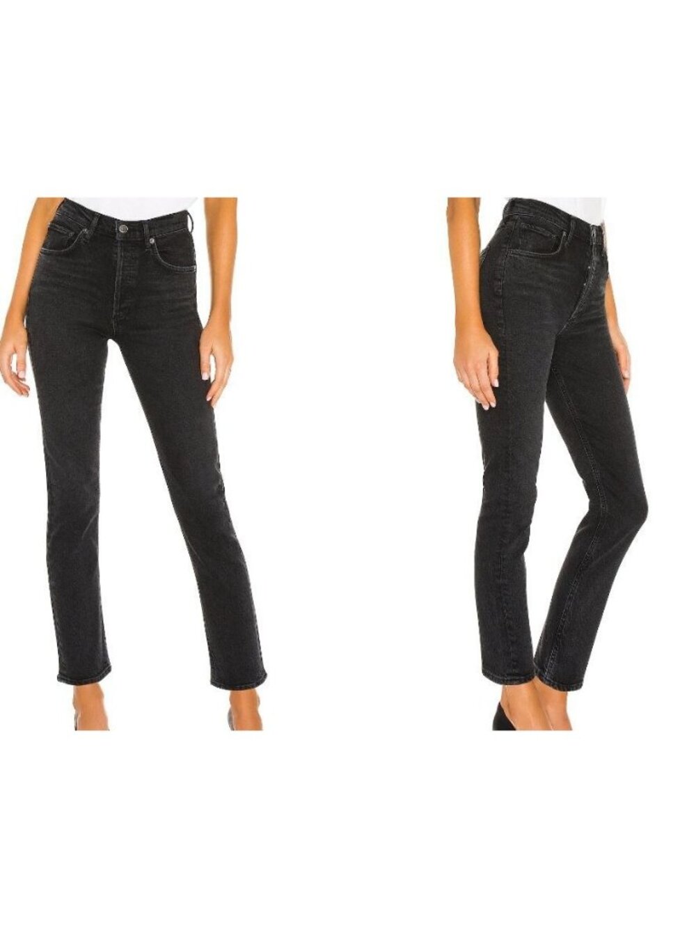 AGOLDE Riley Crop High Rise Straight Jeans 28 Panoramic Black NWT Button Fly NEW